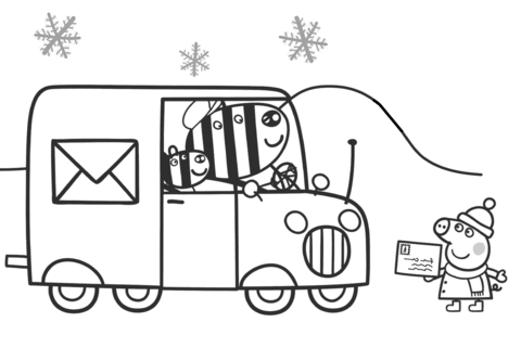 Peppa Waits For Zuzu And Zaza To Send A Xmas Card Coloring Page